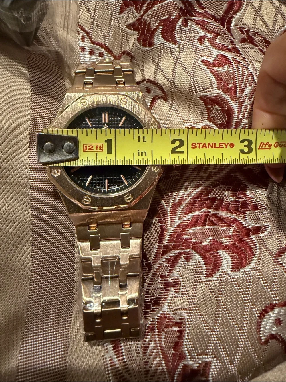 Aimana Gold Tone Bracelet Watch with Black Dial with tool